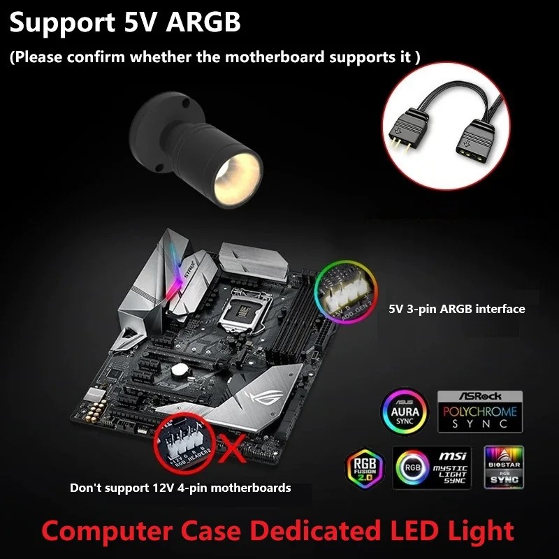 Pc Gaming Second - QITU 1W 3W ARGB 5V 3Pin